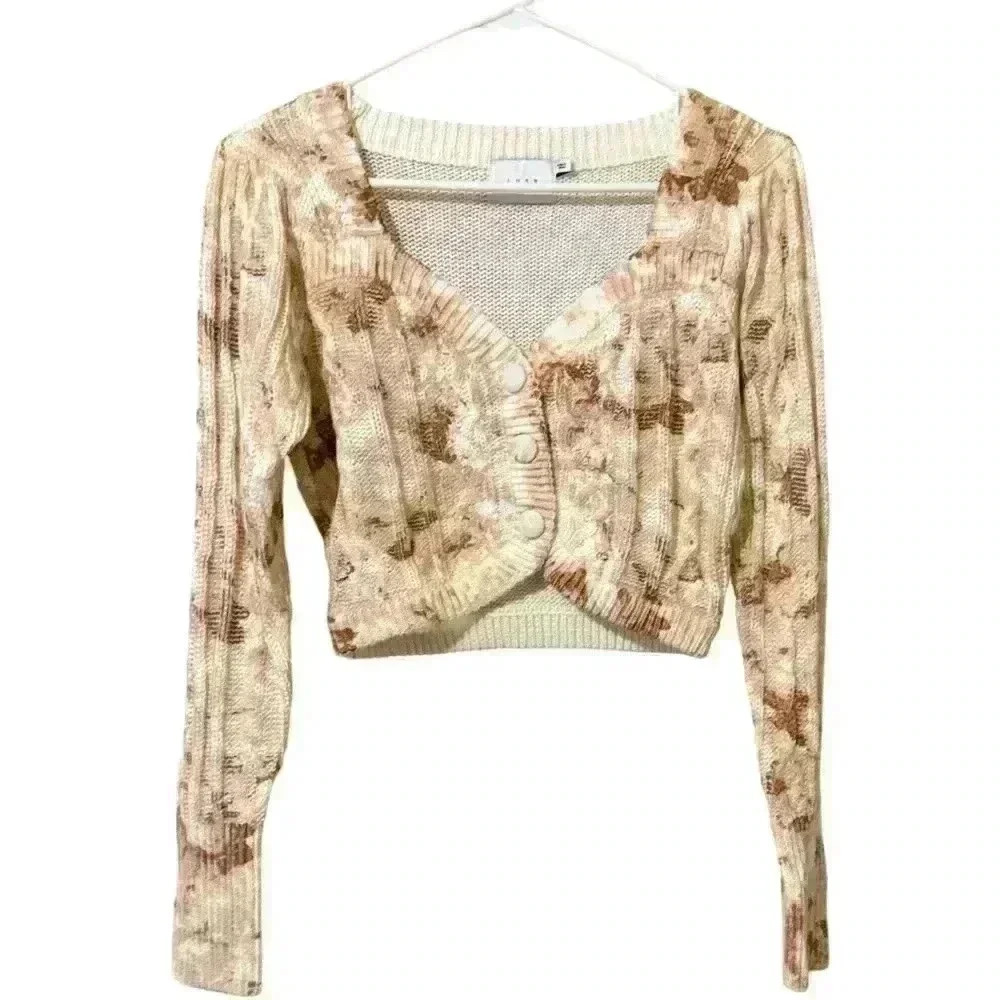 LUSH Cropped Printed Cardigan